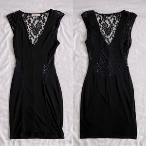 Black Lace Cut Out Mini Dress